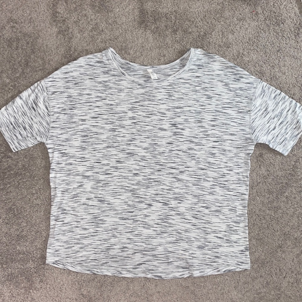 Lululemon 10 womens T-shirt top white heather gray athletic running oversized